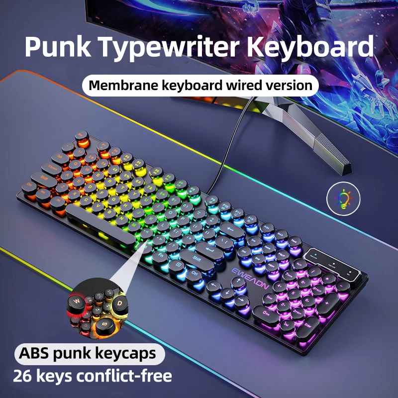 EWEADN GX330 Typewriter Gaming Keyboard