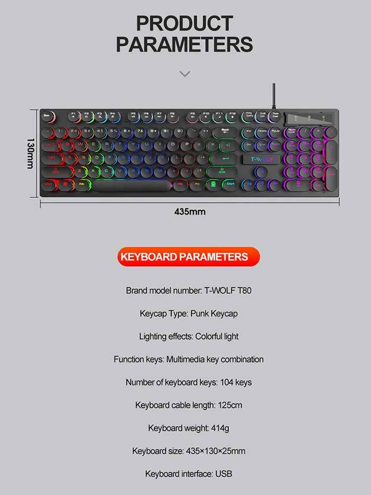 Shadow mechanical wired keyboard